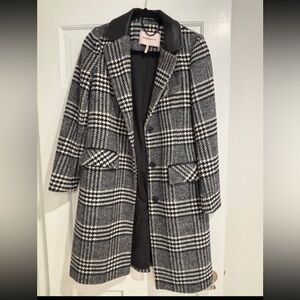 BCBGeneration Black and White Plaid Trench Coat